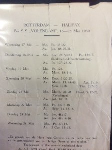 The Bible reading sheet has been carefully saved, even 64 years later